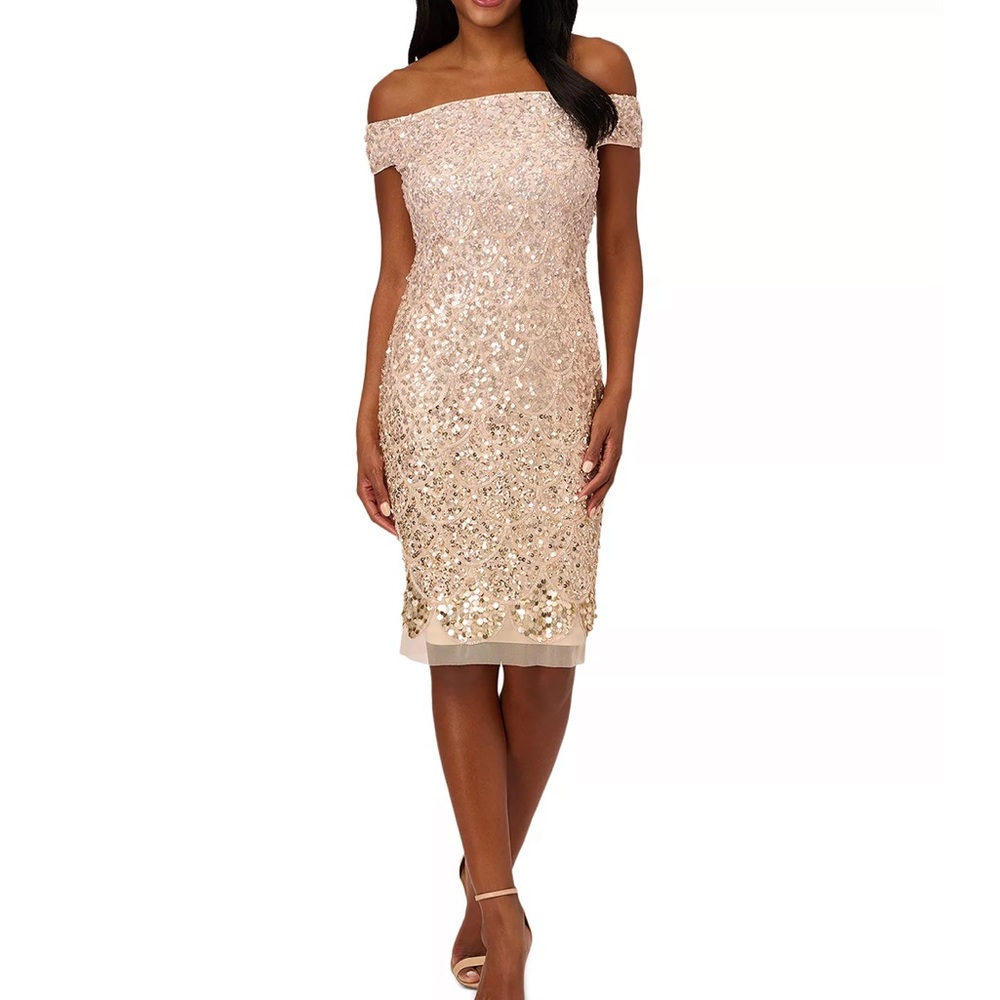 Adrianna pappell *size 12* off the shoulder sequined cocktail dress